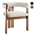 Modern Accent Chair With Wooden Frame Light Fabric Cushion And Comfortable Backrest
