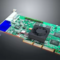 Electronic Circuit Board With Cooling Fan Multiple Chips And Green PCB Components