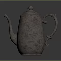 Vintage Metallic Teapot With Decorative Lid Curved Spout And Handle