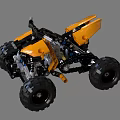 Electric Toy Building Block ATV With Yellow And Black Large Wheels Mechanical Structure