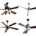 Various Stylish Ceiling Fans With Different Blade Designs And Light Features