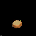 Arbor Stump Ornament With Orange Base Yellow Circular Top And Green Leaf