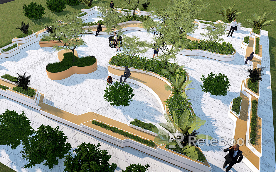 Modern Park Park Landscape Tree Pond Outdoor Park Small Park Pocket Park Sports Park model