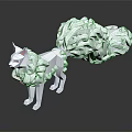 White Paper Art Cat Figure with Red Eyes and Fluffy Curled Tail Design