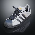 White Casual Sneakers With Black Stripes And Gray Laces For Daily Wear