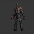 Game Movie Character in Green Cap Sleeveless Top with Apron Tool Belt and Red Tools
