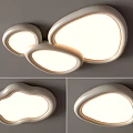 Modern Irregular Cloud Like Shape Ceiling Light With White Glow And Gray Wall 3d model