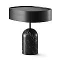 Modern Walnut Wood Bedside Table With Drawer And Black Marble Base Design 3d model