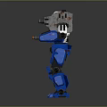 Futuristic Blue And Silver Armored Robot Game Film Character With Mechanical Design