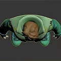 Game Movie Character With Blonde Short Hair Sunglasses Green Hooded Jacket And Blue Jeans