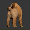 Light Brown Golden Retriever Puppy in Standing Pose as 3D Model on Gray Background