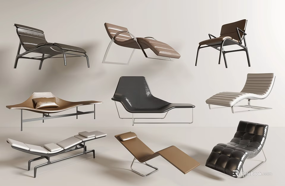 Modern Lounge Chairs Featuring Various Styles Metal Frames And Comfortable Design 3d model 