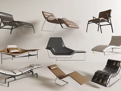 Modern Lounge Chairs Featuring Various Styles Metal Frames And Comfortable Design 3d model
