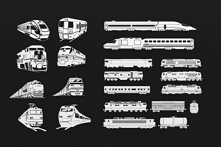 Traffic high-speed rail car front silhouette pattern 3d model