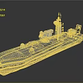 Modern Gray Blue Work Boat with White Tower Yellow Storage Box and Deck Equipment