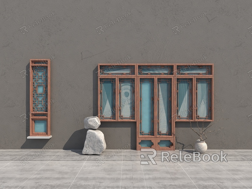 Modern Chinese doors and windows model