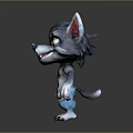 Cartoon Wolf Character With Vibrant Colors Red Ears And Blue Legs In Playful Pose
