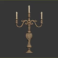 Ornate Vintage Brass Candelabra With Three Decorative Arms And Carved Base Design