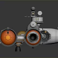 Detailed 3D Model of Space Station Module With Cylindrical Structure Solar Panels and Antennas