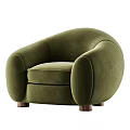 Modern Light Gray Velvet Accent Chair With Curved Arms And Wooden Legs