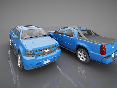 Blue Pickup Trucks With Front And Side Views Exterior Design 3d model