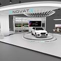 NOVAT Green Energy Auto Show Exhibition Booth With Curved Roof Lighting And White Car