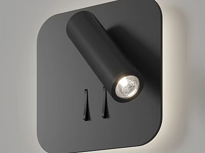 Modern Black Wall Light with Square Base and Cylindrical Illuminated Head for Interior 3d model