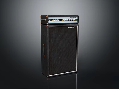 Classic Black Audio Speaker System With Vintage Control Panel And Retro Design 3d model