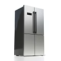Modern Silver Double Door Refrigerator With Black Handles And Display Panel