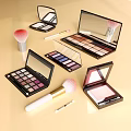 Vibrant Makeup Collection Featuring Eyeshadow Palettes Blush And Soft Brushes