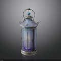 Decorative Lantern With Ornate Metal Frame Colorful Glass Panels And Top Ball