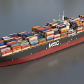 MSC Container Ship Fully Loaded With Various Colored Containers Sailing On Water 3d model
