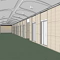 Elevator Corridor Design With Light Colored Walls Green Carpet And Ceiling Lights
