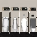 Modern White Ceramic Urinals in Public Restroom Partition Design Setup