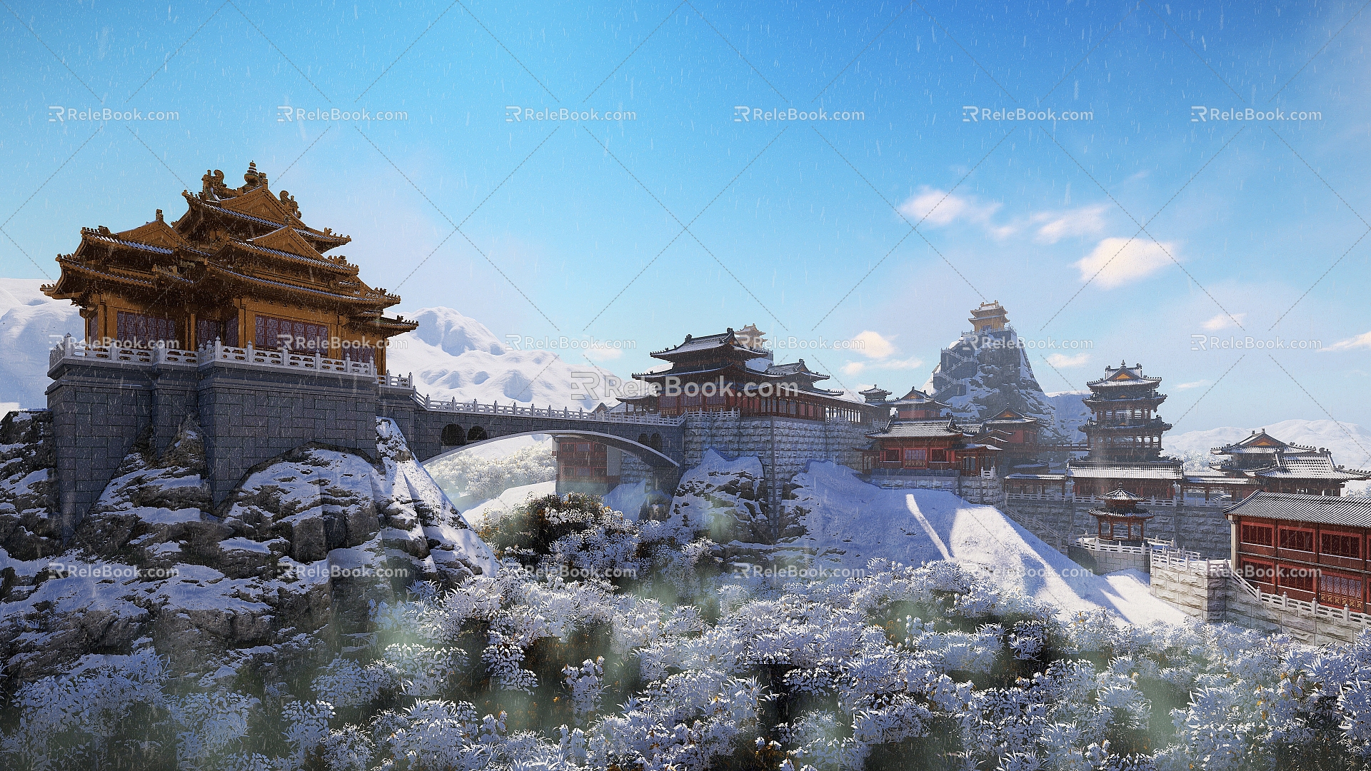 Chinese Ancient Architecture Henan Laojun Mountain Temple Ancient Architecture 3d model