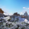Chinese Ancient Architecture Henan Laojun Mountain Temple Ancient Architecture 3d model