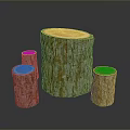 Rustic Wooden Stumps with Natural Bark Texture for Home Decor Accents