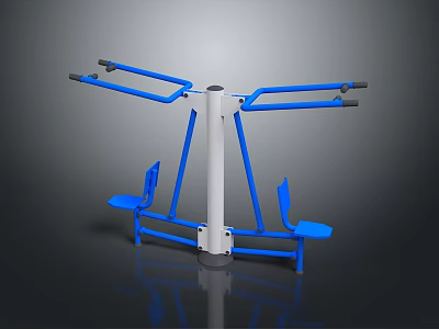 Outdoor Fitness Equipment With Blue Seats White Post And Parallel Bars 3d model