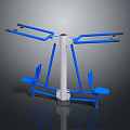 Outdoor Fitness Equipment With Blue Seats White Post And Parallel Bars
