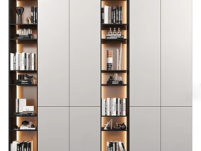 Modern Elegant Decorative Cabinet With Layered Shelves Built In Lighting And Sleek Design 3d model
