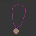 Elegant Silver Chain Necklace With Round Engraved Pattern Pendant 3d model