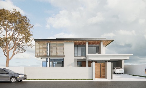 Modern single-family villa building 3d model