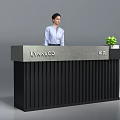 Modern Reception Desk With LINKICO Signage Green Plant And Vertical Slat Front