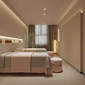 Tranquil SPA Room With Massage Beds Round Stools And Plants 3d model