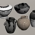 Vintage Handcrafted Ceramic Vessels With Various Shapes And Textures 3d model