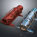Red Rusty And Silver Modern Industrial Equipment With Metallic Cylindrical Design