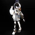 Game And Movie Character With Rabbit Ears White Coat And Backpack