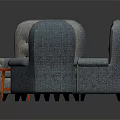 Contemporary Grey Tufted Sofa Set With Three Pieces And Red Rectangular Coffee Table