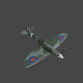 Vintage Green Camouflage Fighter Aircraft With Red Blue Round Insignia On Wings And Propeller