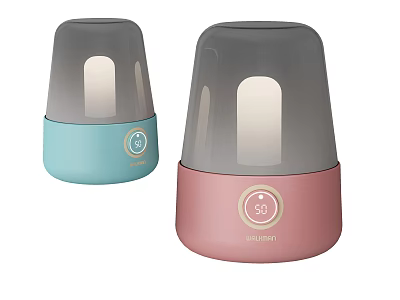 Modern Table Lamps In Blue Pink With Gray Transparent Shade And Digital 3d model